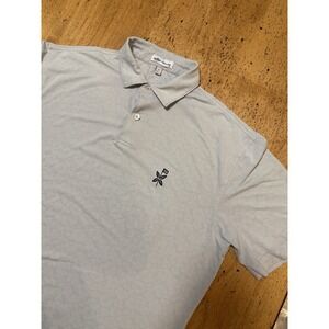 Peter Millar Carl Performance Jacquard Golf Polo Mens Small Gray Embroidered EUC